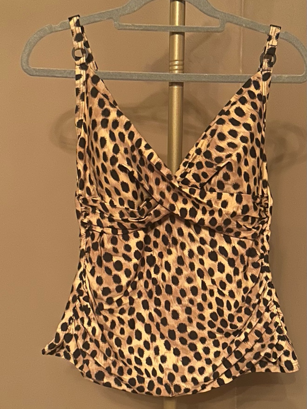 Dkny Leopard-Print Bikini Tankini Top - Tan and Black
